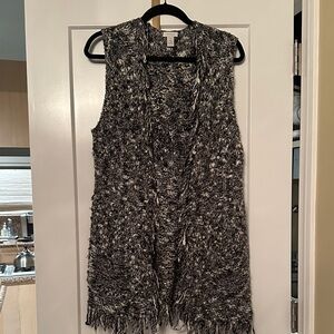Chico's black and white Long Knit Sweater vest